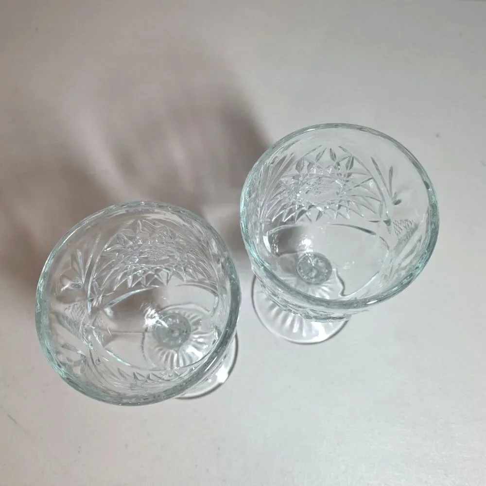 Set of 2 Hobstar Water Goblet by Libbey Glass  Pressed Glass
